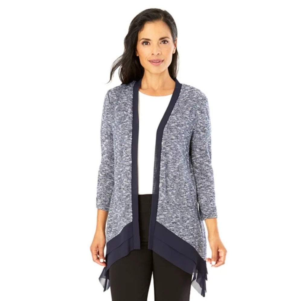 AB Studio Cardigan Navy Blue and White Size Lg